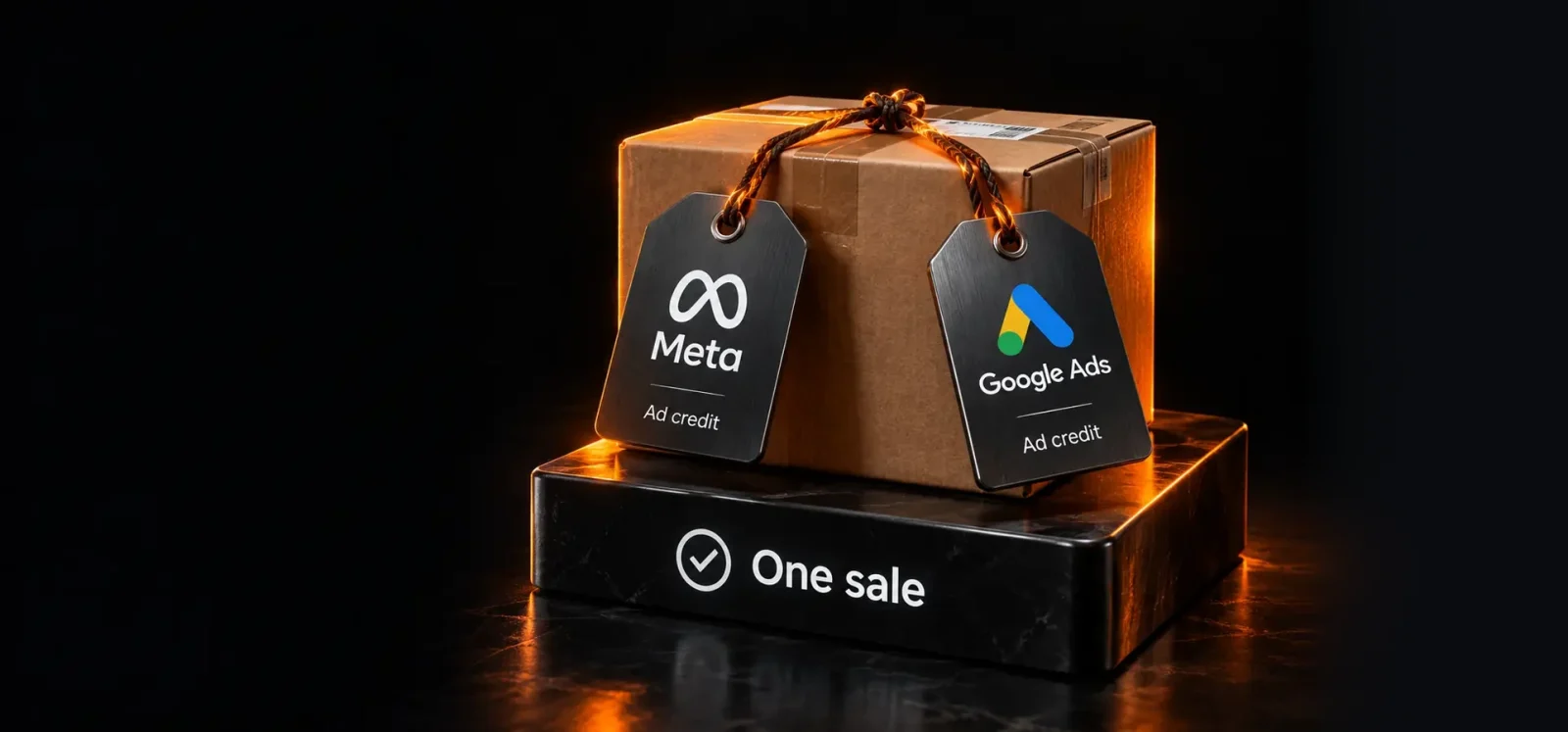 Meta Ads ROAS vs revenue: one parcel tagged with both a Meta and a Google Ads ad credit for one sale